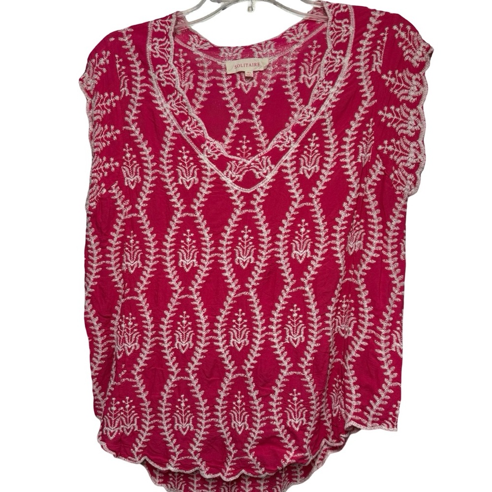 Solitaire Red And White Patterned Blouse - image 2